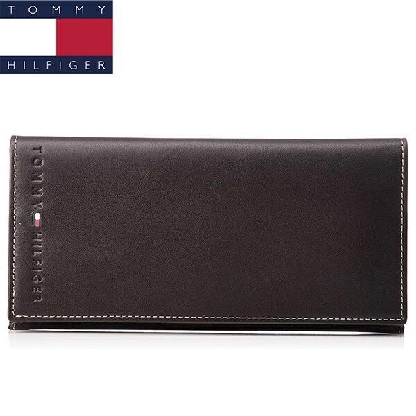 トミーヒルフィガー 長財布 かぶせ ブランド 本革 メンズ ブラウン TOMMY HILFIGER ...