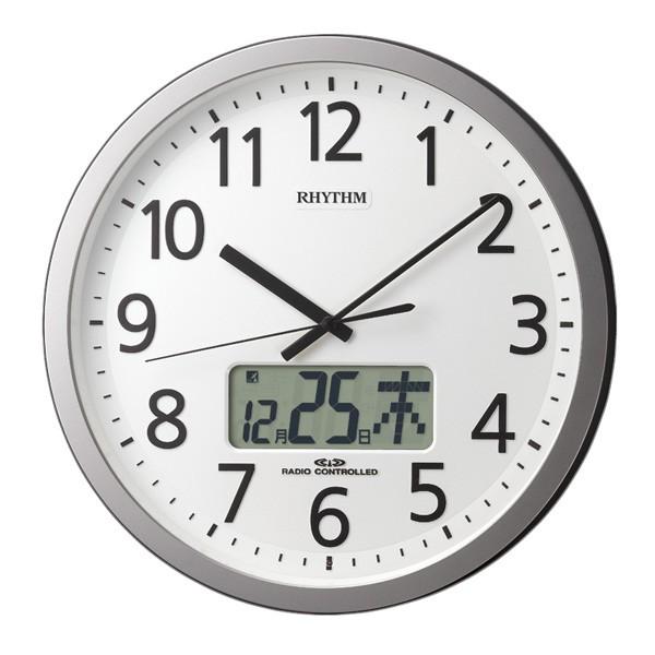 リズム時計（CITIZEN） 掛時計 プログラムカレンダー405SR シルバーメタリック色（白） 4...