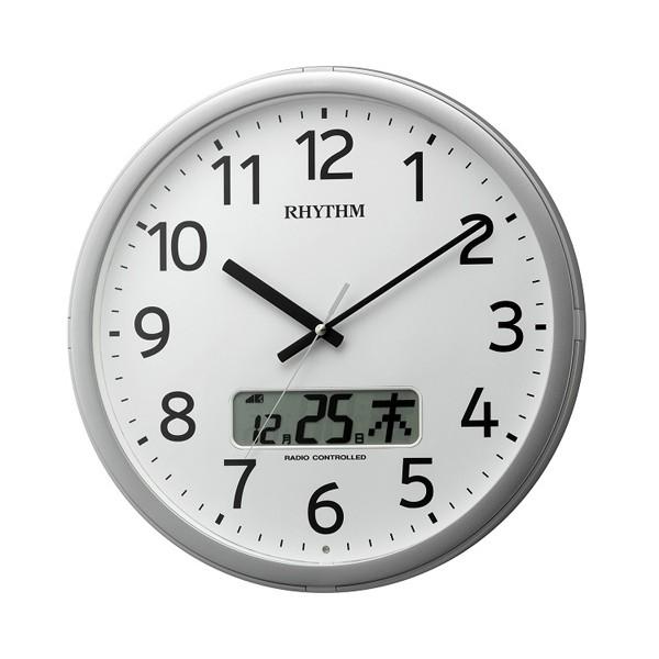 リズム時計（CITIZEN） 掛時計 プログラムカレンダー01SR シルバーメタリック色（白） 4F...