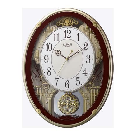 リズム時計（CITIZEN） 掛時計 スモールワールドプラウド 茶メタリック色（白） 4MN523R...