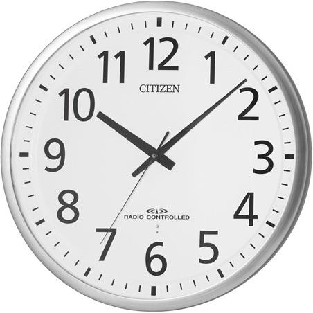 リズム時計（CITIZEN） 掛時計  銀色へアライン仕上（白） 8MY465-019