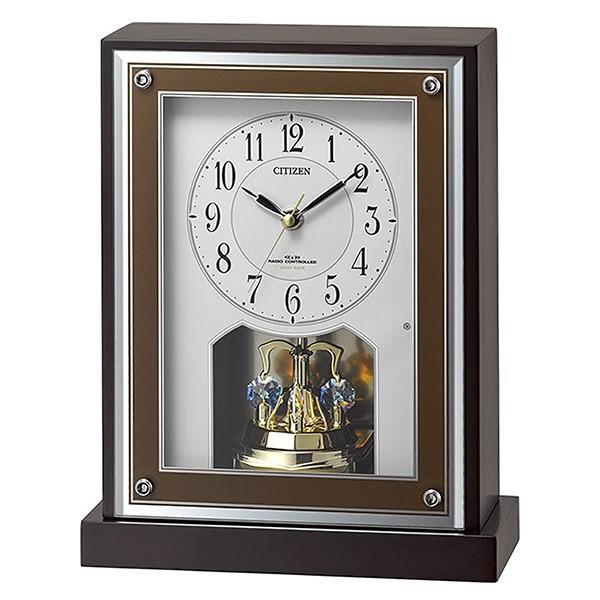 リズム時計（CITIZEN） 置時計  茶色半艶仕上（白） 8RY413-006