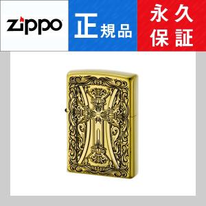 ZIPPO ジッポー オイルライター Classic Series クラシックシリーズ クロス エッチング 真鋳古美 ゴールド CRASSIC-CROSS-B【メール便可能】｜1more