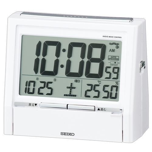 【SEIKO CLOCK】セイコー トークライナー 温湿度表示付 電波目覚まし時計 DA206W&lt;b...
