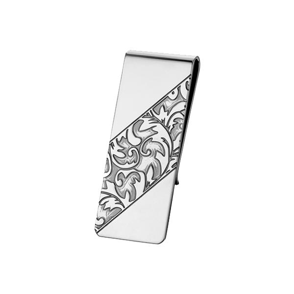 -  マネークリップ メンズ 唐草バイアス シルバー  MC-KRKSBIAS