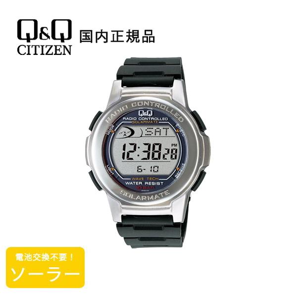 シチズンQ&amp;Q キューアンドキュー デジタル 電波ソーラー メンズ 腕時計  MHS5-300