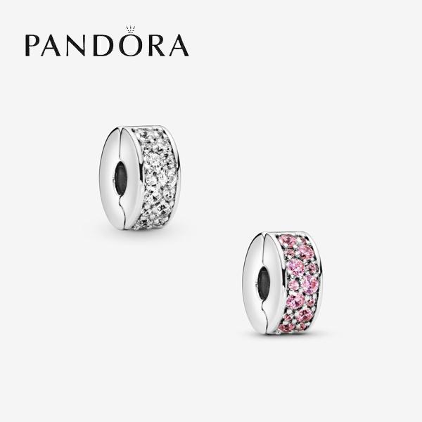 パンドラ クリップチャーム ブレスレット レディース シルバー/シルバー×ピンク  PD-CM1