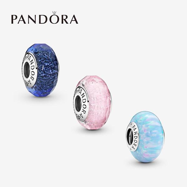 パンドラ チャーム ブレスレット レディース ブルー/ピンク/ライトブルー ムラーノガラス PD-C...