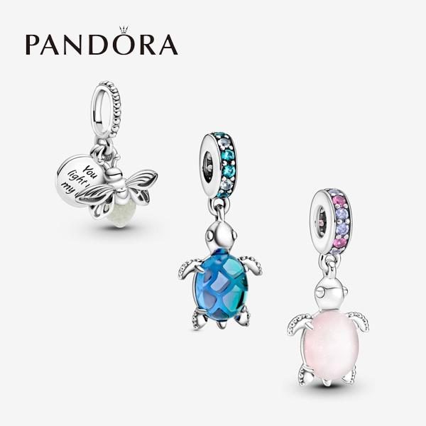 パンドラ チャーム ブレスレット レディース ホタル/ブルー亀/ピンク亀 動物 クリスタル PD-C...
