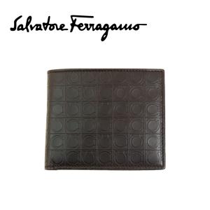 フェラガモ  財布 Ferragamo 二つ折り 小銭入れ付き ブラウン メンズ レディース SF-66-9407-01｜1more