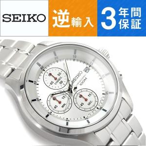 逆輸入SEIKO セイコー クォーツ クロノグラフ搭載 メンズ腕時計 ホワイトシルバーダイアル ステンレスベルト SKS535P1｜1more