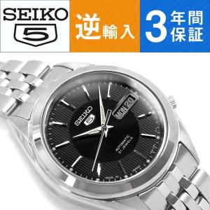 逆輸入 SEIKO5 セイコー5 日本製 機械式自動巻き メンズ 腕時計 ブラックダイアル ステンレスベルト SNKL23J1｜1more