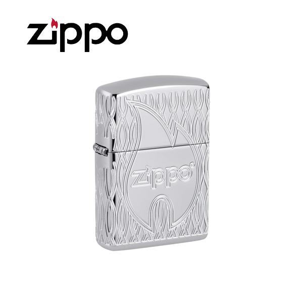 ジッポー アメリカ加工 ライター メンズ シルバー アーマー 四面加工 炎 ZIP-48838