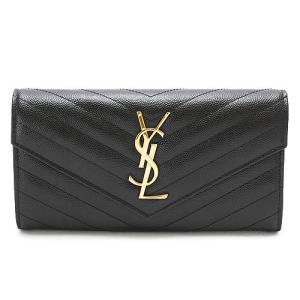 【現行／美品】サンローラン 折り財布 カサンドラ キルティングレザーYSL／黒B 極美✨サンローラン 二つ折り財布 カサンドラ キルティング レザー 黒