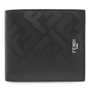 未使用級✨フェンディ 二つ折り財布 がま口 FF ロゴ ズッカ柄 ブラック FENDI フェンディ 二つ折り財布 7M0001 AJF8 メンズ レザー ミニ