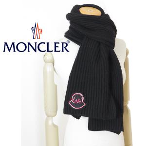 モンクレール マフラー ストール 3C00021 M1127 999 ウール カシミア ブラック MONCLER SCIARPA モンクレール LOVE Muffler｜1pia