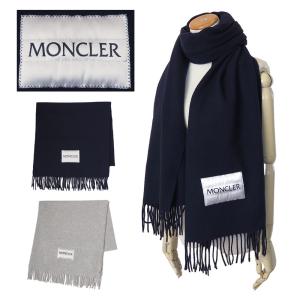 モンクレール マフラー 3C00018 A0152 ストール スカーフ フリンジ ロゴパッチ ウール MONCLER｜1pia