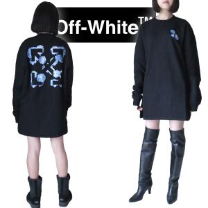 並行輸入品 オフホワイト ワンピース 長袖 トレーナー スウェット レディース OWDB098F21JER001 1045 フローラル アロー ドレス ブラック 爆買