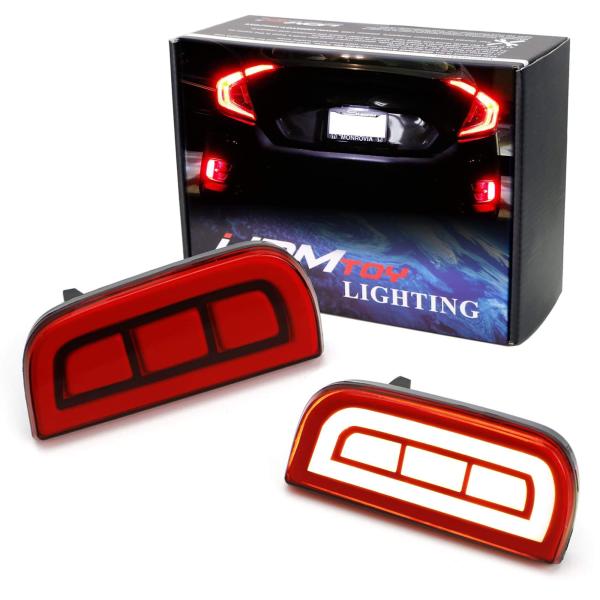 【並行輸入品】iJDMTOY JDMスタイル LEDバンパーリフレクターライト 16以上のホンダシビ...