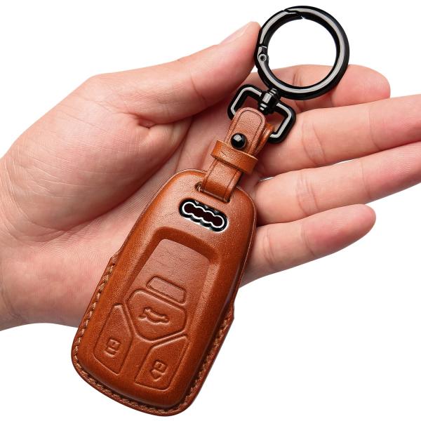 【並行輸入品】Tukellen アウディキーフォブカバー 本革 キーチェーン付き レザーキーケース ...