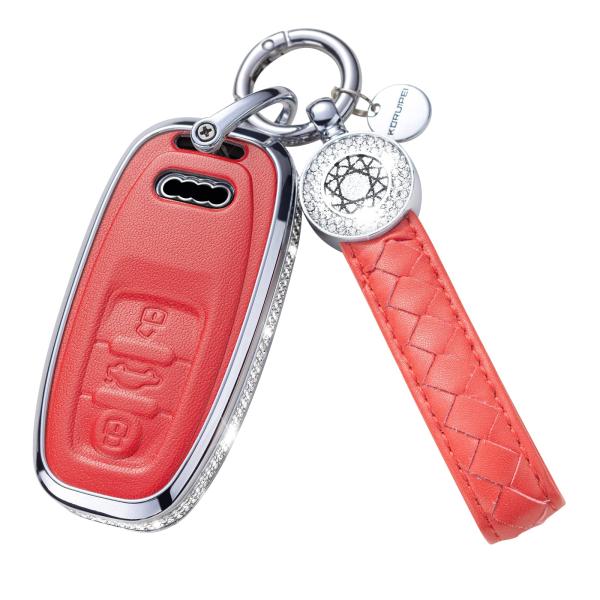 【並行輸入品】SHANGHONG アウディキーフォブカバー キーチェーン付き, モデル3 (赤), ...