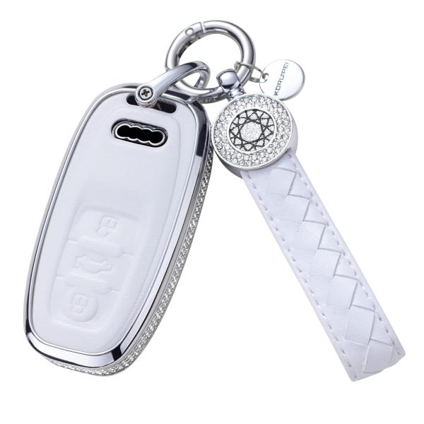 【並行輸入品】SHANGHONG アウディキーフォブカバー キーチェーン付き 本革クリスタル フルプ...