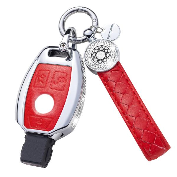 【並行輸入品】SHANGHONG メルセデスベンツキーフォブカバー キーチェーン付き レザークリスタ...