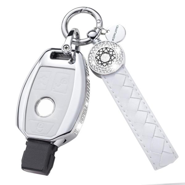 【並行輸入品】SHANGHONG メルセデスベンツキーフォブカバー キーチェーン付き レザークリスタ...