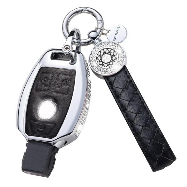 【並行輸入品】SHANGHONG メルセデスベンツキーフォブカバー キーチェーン付き レザークリスタ...