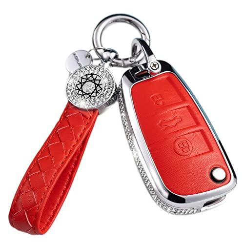 【並行輸入品】SHANGHONG アウディキーフォブカバー キーチェーン付き 本革 クリスタル 完全...