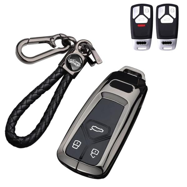 【並行輸入品】SANRILY TPU+亜鉛合金メッキ 3/4ボタン スマートキーフォブカバー Aud...