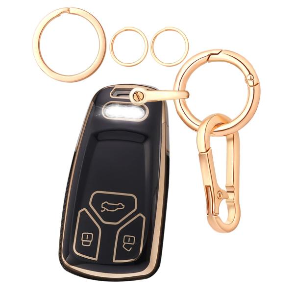 【並行輸入品】LEERLY キーフォブカバー アウディアクセサリー用 キーチェーン付きキーケース A...