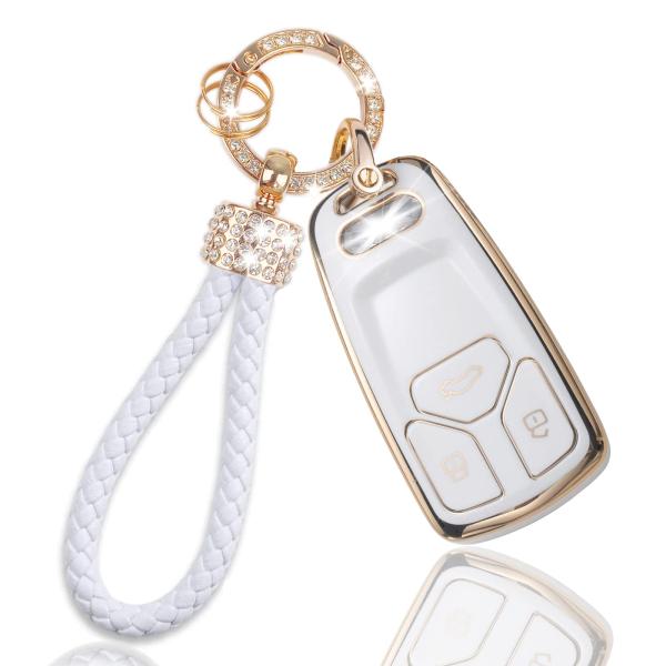 【並行輸入品】for Audi Key Fob Cover with Keychain Lanyar...