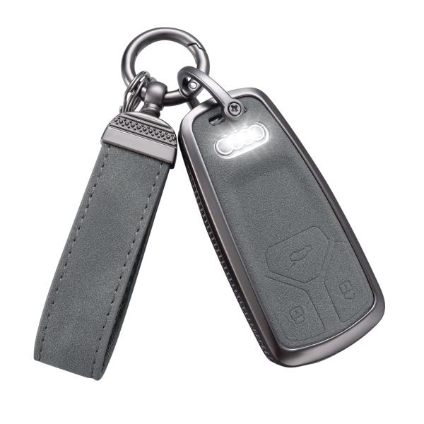 【並行輸入品】YO&amp;YOYE アウディキーフォブカバー キーチェーン付き レザーキーケースプロテクタ...
