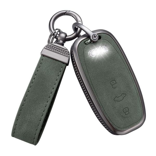 【並行輸入品】YO&amp;YOYE アウディキーフォブカバー キーチェーン付き レザーキーケースプロテクタ...