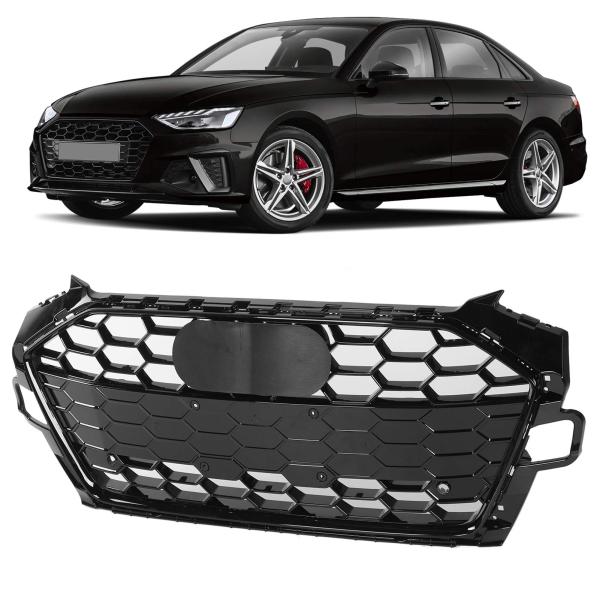 【並行輸入品】XTevu 光沢ブラックハニカムフロントバンパーグリル交換用 駐車センサーカットアウト...