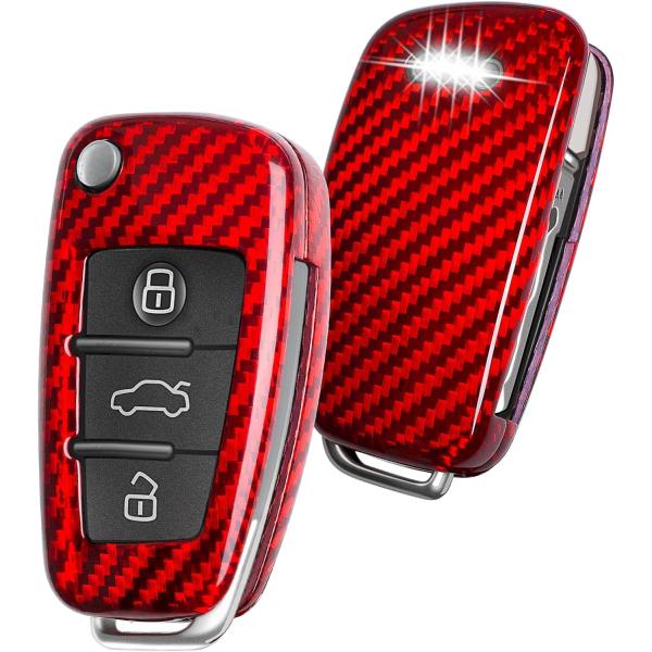 【並行輸入品】純正カーボンファイバーキーフォブカバー アウディ用 キーチェーンストラップ付き T カ...