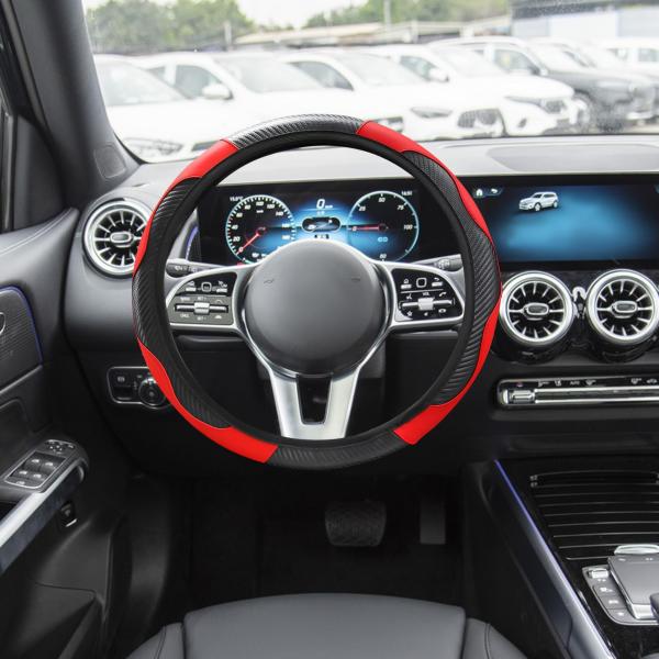 【並行輸入品】車用ハンドルカバー 15インチ カーボンハンドルカバー 通気性 滑り止め ステアリング...