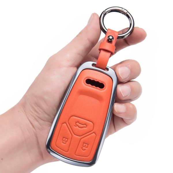 【並行輸入品】アウディキーフォブカバー アルミレザーキーケース Audi A4 Q7 Q5 TT A...