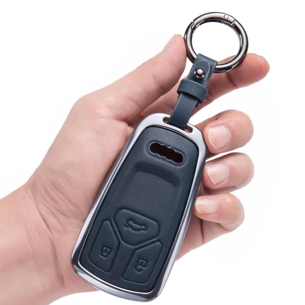 【並行輸入品】アウディキーフォブカバー アルミレザーキーケース Audi A4 Q7 Q5 TT A...