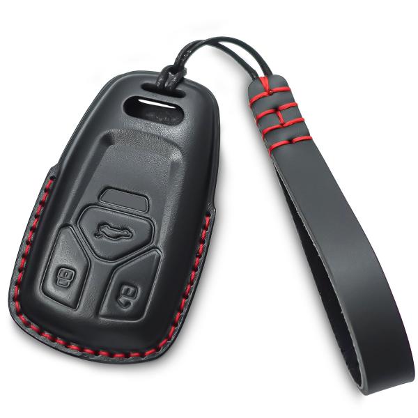 【並行輸入品】Yonmcfn キーフォブカバー 本革 キーチェーン付き アウディ対応 レザーキーケー...