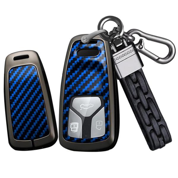 【並行輸入品】SANRILY カーボンファイバーパターン ブルー スマートキーフォブカバーケース ア...