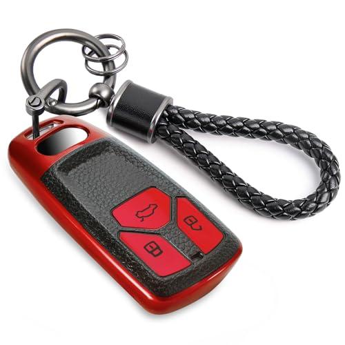 【並行輸入品】CTRINEWS アウディキーフォブカバー メタル編組ロープキーチェーン付き アップグ...