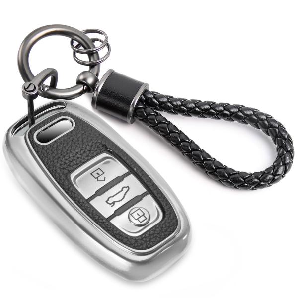 【並行輸入品】CTRINEWS アウディキーフォブカバー メタル編組ロープキーチェーン付き アップグ...