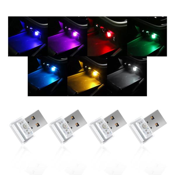 【並行輸入品】Suvnie 4PCS USB LED Car Interior Atmosphere...