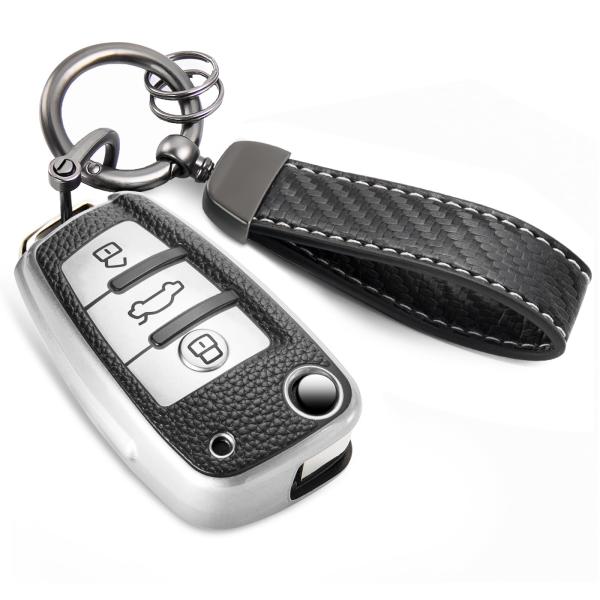 【並行輸入品】CTRINEWS Audi キーフォブカバー カーボンファイバースタイルベルトキーチェ...