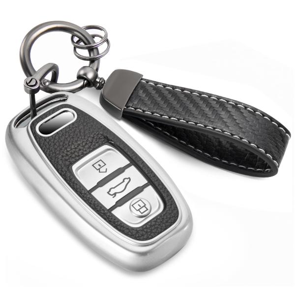 【並行輸入品】CTRINEWS Audi キーフォブカバー カーボンファイバースタイルベルトキーチェ...