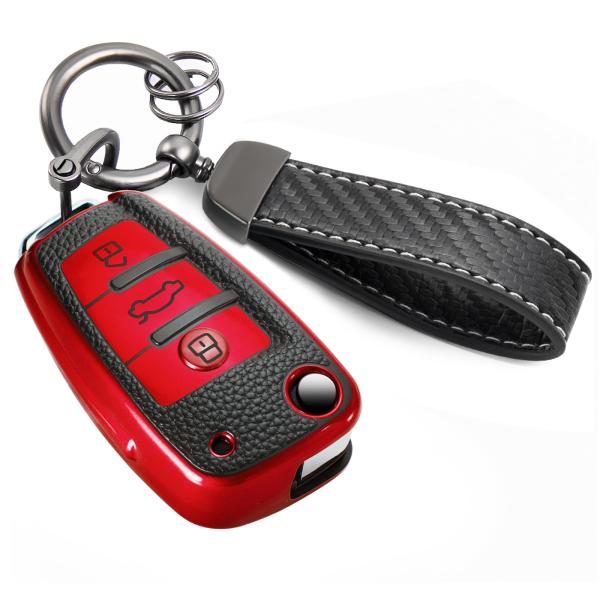 【並行輸入品】CTRINEWS アウディキーフォブカバー カーボンファイバースタイルベルトキーチェー...