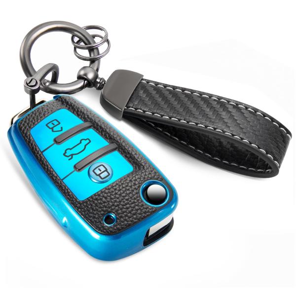 【並行輸入品】CTRINEWS アウディキーフォブカバー カーボンファイバースタイルベルトキーチェー...