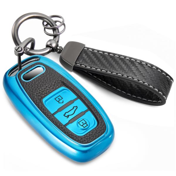 【並行輸入品】CTRINEWS Audi キーフォブカバー カーボンファイバースタイルベルトキーチェ...